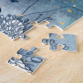 Puzzle Poissons twin poisson zodiac noir fleurs d'or plan (Côté)