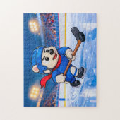 Puzzle Polar Bear Playing Ice Hockey on a Frozen Rink (Vertical)