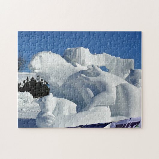 Puzzle Polar Bear Snow Sculpture, Quebec, Canada (Horizontal)