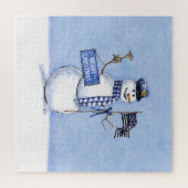 Puzzle Police Mince Ligne Bleue Snowman Noël (Horizontal)