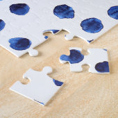 Puzzle Polka Bleue : Aquarelle Point sans joint. (Côté)