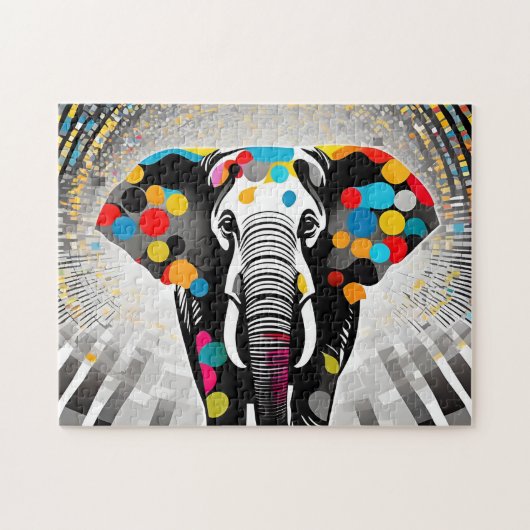 Puzzle Polka Dot Elephant Moderne Amusant (Horizontal)