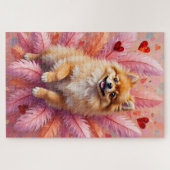 Puzzle Pomeranian Dog Valentine's Day Feather Cloud (Horizontal)