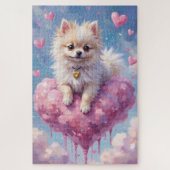 Puzzle Pomeranian Floating on a Cloud Heart Valentine (Vertical)