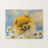 Puzzle Poméranien dans Daisies Peinture - Art Chien origi (Horizontal)