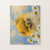 Puzzle Poméranien dans Daisies Peinture - Art Chien origi (Vertical)