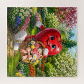 Puzzle Pomme rouge dans le jardin de fleurs (Horizontal)