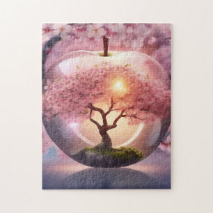 Puzzle Pomme Translucide Rose Avec Scène Pommier,