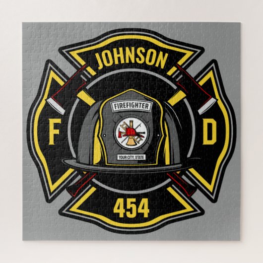Puzzle Pompier AJOUTER NOM Équipe de secours du service d (Vertical)