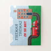 Puzzle Pompier et Camion d'incendie avec le petit garçon  (Vertical)