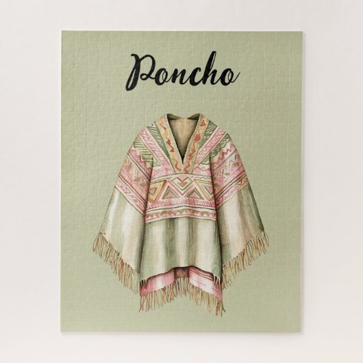 Puzzle Poncho Rose Avocat Menthe (Vertical)
