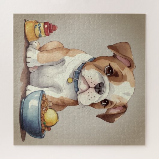 Puzzle Pondering little Bulldog (Horizontal)