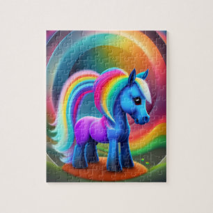 Puzzle Poney Bébé Coloré Avec Arc-en-Ciel, Poney Fantasti