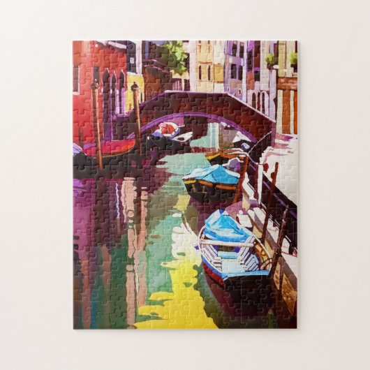 Puzzle Pont Canal vintage Venise Aquarelle de voyage (Vertical)