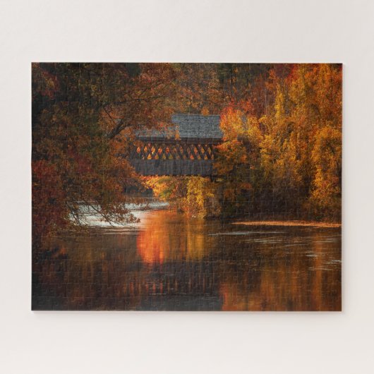Puzzle Pont couvert à travers les couleurs automnales (Horizontal)