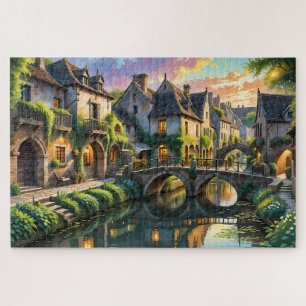 Puzzle Pont de canal de village européen charmant