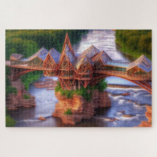 Puzzle Pont de verre sur la rivière stimulant