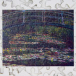 Puzzle Pont sur l'étang Nénuphar par Claude Monet<br><div class="desc">Bridge Over Nénuphar Pond by Claude Monet est un tableau vintage d'art de la nature avec une passerelle traversant des fleurs nénuphars dans un étang dans le jardin de Monet à sa maison à Giverny, France. De belles fleurs flottent dans l'eau et des saules pleurants sont dans l'arrière - plan....</div>