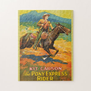 Puzzle Pony Express 🌄 Kit Carson Historic Cowboy vintage