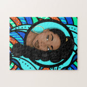 Puzzle Ponytail en Puff, Beauté naturelle, Abstrait bleu (Horizontal)