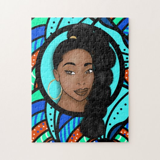 Puzzle Ponytail en Puff, Beauté naturelle, Abstrait bleu (Vertical)