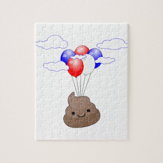 Puzzle Poo Emoji Voler Avec Ballons (Vertical)