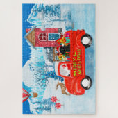 Puzzle Poodé Chien Livraison de Noël Camion Neige (Vertical)