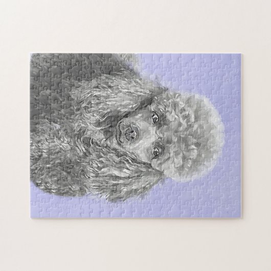 Puzzle Poodé Jouet miniature Argent gris bleu Chien Art (Horizontal)