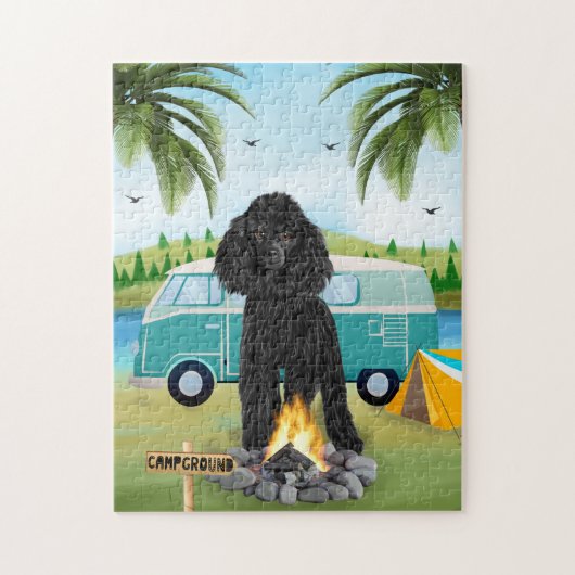 Puzzle Poodle Chien Camping  (Vertical)