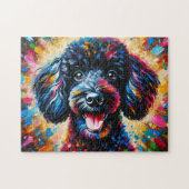 Puzzle Poodle Dog Portrait Acrylique Art Imprimer Amoureu (Horizontal)