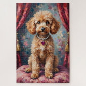 Puzzle Poodle Dog Valentine's Day Ruby Heart Elegance (Vertical)