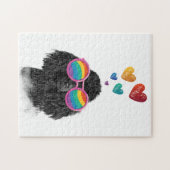 Puzzle Poodle Dog with Hearts Saint-Valentin (Horizontal)