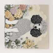 Puzzle Poodle en Fleurs Whimsical (Horizontal)