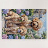 Puzzle Poodle Hydrangea Garden Art (Horizontal)