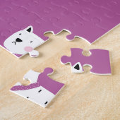 Puzzle Poodle violet : Motif rétro monochrome (Côté)