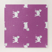 Puzzle Poodle violet : Motif rétro monochrome (Horizontal)