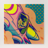 Puzzle Pop Art Astronaut Driving Rocket Car (Horizontal)