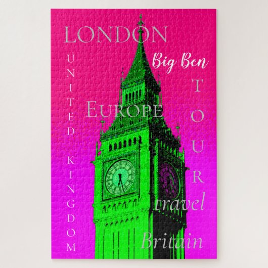 Puzzle Pop Art Big Ben Londres Voyage rose vert (Vertical)