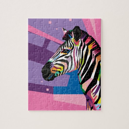 Puzzle Pop Art coloré Zebra Portrait (Vertical)