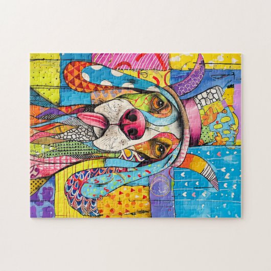 Puzzle Pop art Dog Portrait en Retro Style (Horizontal)