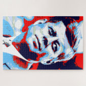 Puzzle Pop Art JFK John F. Kennedy Red Blue (Horizontal)