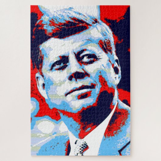 Puzzle Pop Art JFK John F. Kennedy Red Blue (Vertical)