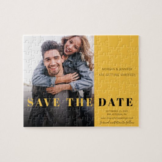 Puzzle Pop jaune Enregistrer la date (Horizontal)