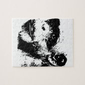 Puzzle Pop noir et blanc de chimpanzé (Horizontal)