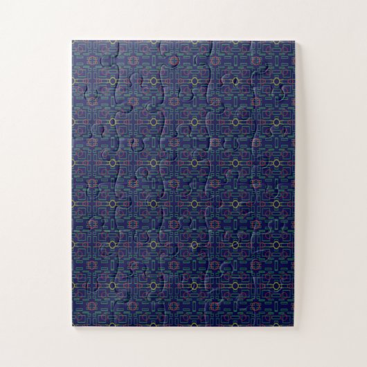 Puzzle Popcorn Anime Blue Geometric Pattern (Vertical)