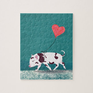 Puzzle Porc de bébé avec le ballon de coeur