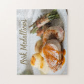 Puzzle Pork medallions tenderloin with potatoes and beans (Vertical)