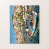 Puzzle Port avec bateaux de pêche à Plomari, Lesvos, Grèc (Vertical)