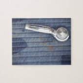 Puzzle Porte bleue vintage, poignée argent (Horizontal)