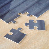 Puzzle Porte bleue vintage, poignée argent (Côté)